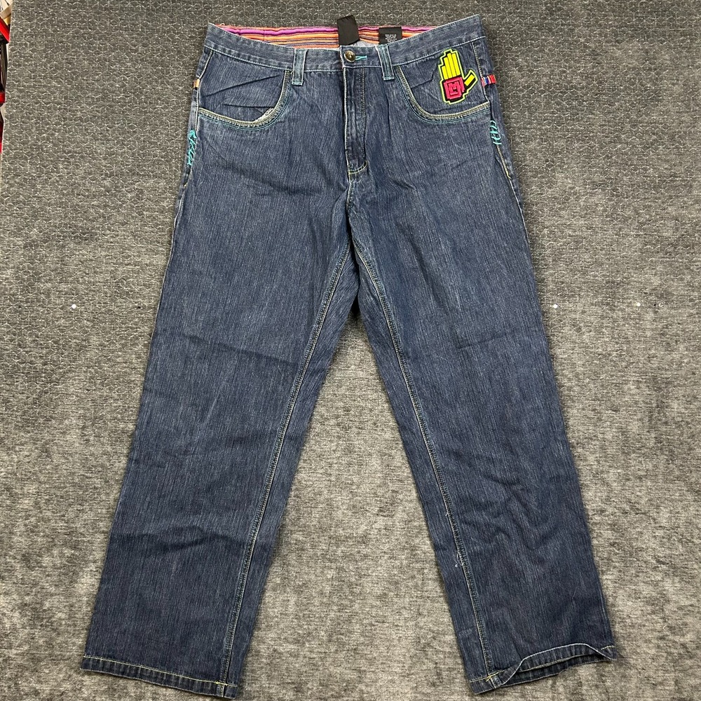 Vintage Miskeen Originals Jeans Men's Dark Wash Denim Patch Y2K Hip Hop - 38